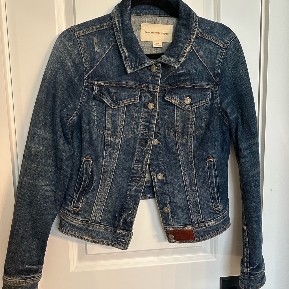 Pilcro and the Letterpress Blue Jean Jacket with Vintage Distressing